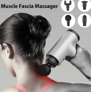 Big Fascial Gun Massager 4 Kinds of Massage Heads for Muscle Vibration Relaxation Deep Tissue Therapy