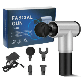 Big Fascial Gun Massager 4 Kinds of Massage Heads for Muscle Vibration Relaxation Deep Tissue Therapy