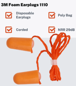 3M 1110 Corded Foam Ear Plugs