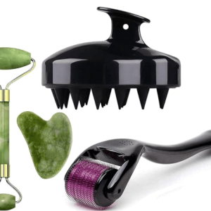 Pack Of 3 New Deal Guasha Jade Roller & Derma Roller & Hair Scalp Massager