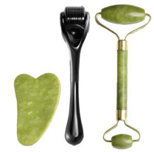 Pack Of 3 New Deal Guasha Jade Roller & Derma Roller & Hair Scalp Massager