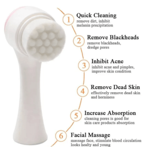 Silicone 2 in 1 Facial Cleansing Brush Portable Face Massager