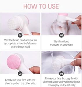 Silicone 2 in 1 Facial Cleansing Brush Portable Face Massager