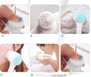 Silicone 2 in 1 Facial Cleansing Brush Portable Face Massager