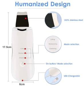 Ultrasonic Facial Skin Scrubber Device For Deep Cleansing