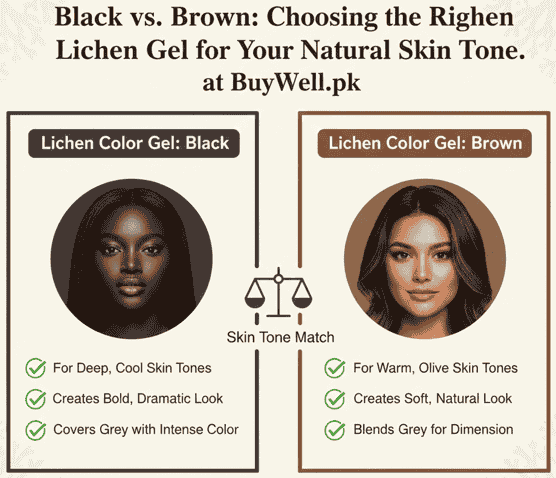 Black and brown lichen hair color gel for pakistani skin tones