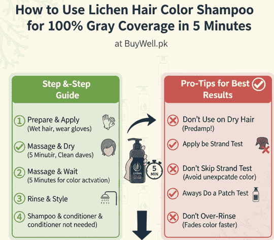Lichen hair color shampoo for gray hair coverage in Pakistan